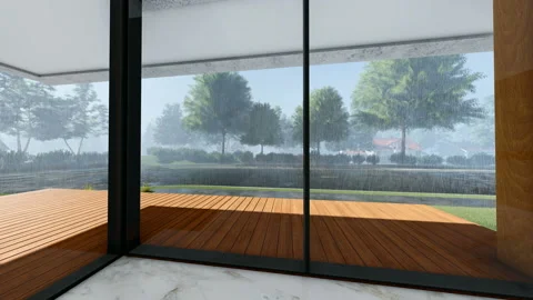 Summer rain watching trough the window Stock Footage 152169055