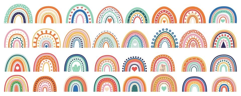 Summer Rainbows Vector Set Stock Illustration
