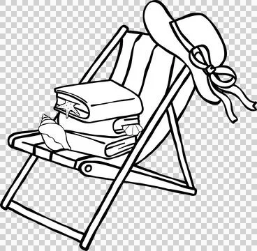 Summer Reading Bookish Outine Books Stack on Beach Chair and hat Cartoon Ha.. Stock Illustration