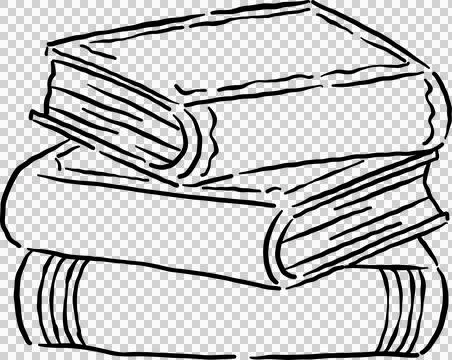 Summer reading bookish Outline, Stack of Books Illustration Cartoon Hand Draw Stock Illustration