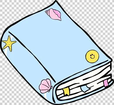 Summer Reading Closed Book with Seashell Illustration Hand Drawn Stock Illustration