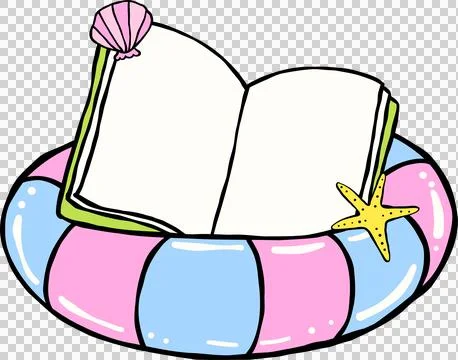 Summer Reading Open Book with Float Illustration Hand Drawn Stock Illustration