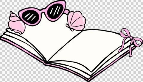 Summer Reading Open Book with Sunglasses and seashell Illustration Hand Drawn Stock Illustration