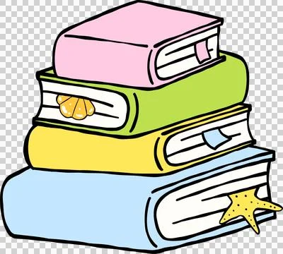 Summer Reading Stack of Pastel Books with Beach Emblems Illustration Hand Dra Stock Illustration