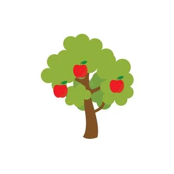 Summer red apple tree Stock Illustration