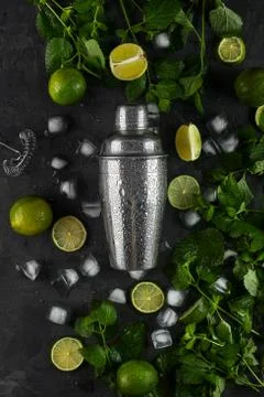Summer Refreshing Classic Mojito Cocktail Stock Photos