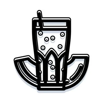 Summer refreshing cold drink with fruit slice icon Stock Illustration