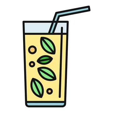 Summer refreshing lemonade drink with mint flat icon Stock Illustration