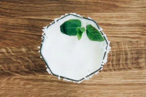 Summer refreshing milkshake with mint Stock Photos