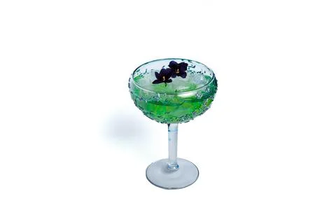 Summer refreshment drinks. Light green cocktail, on white  background. With f Stock Photos