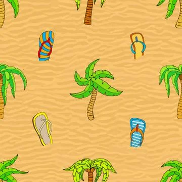 Summer related seamless pattern Stock Illustration