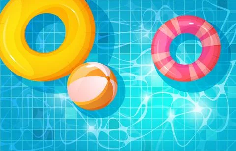 Summer rest background with top view on pool イラスト素材