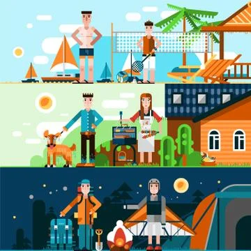 Summer Rest Banners 库存插图