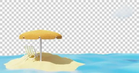 Summer rest. Beach with umbrella, deck chair. Illustrazione stock