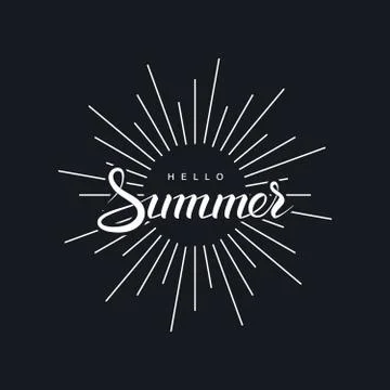 Summer retro label with light rays Stock Illustration