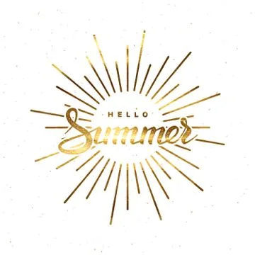 Summer retro label with light rays Stock Illustration