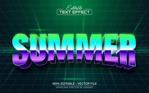 Summer retro style text effect editable 库存插图