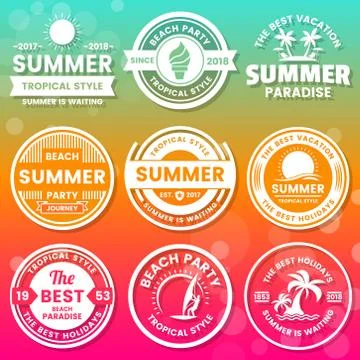 Summer Retro Vector Logo for banner 스톡 일러스트