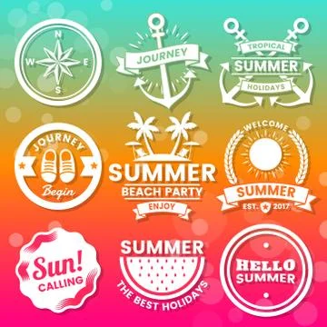 Summer Retro Vector Logo for banner Illustrazione stock