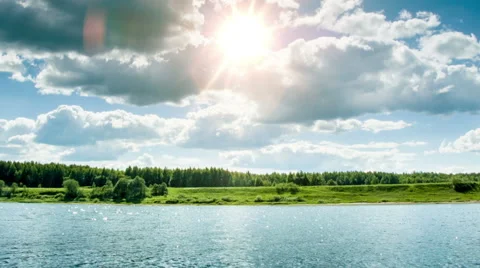 Summer river and forest Stock Footage 43152541