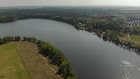 Summer river landscape. Beautiful panorama of nature from the top Video stock 109275885