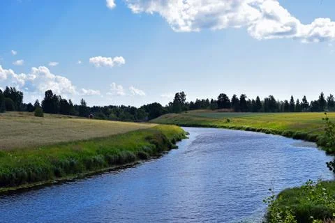 Summer river landscape Stock Photos