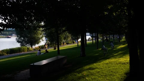 Summer at riverbank Stock Footage 120537611