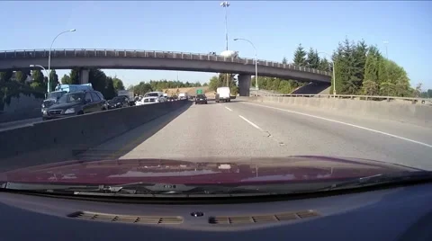 Summer Road Driving - 06 - Bridge &amp; Highway - Sunny Day Stock Footage 52549037