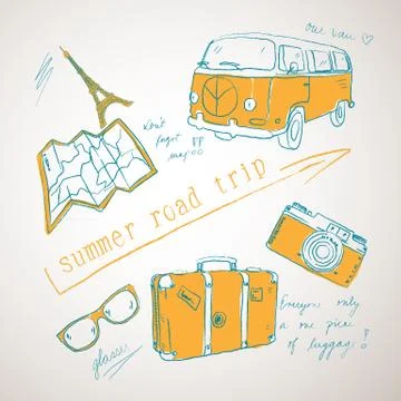 Summer road trip Stock Illustration