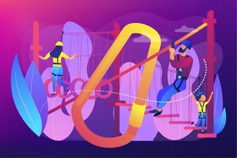 Summer ropes course concept vector illustration. Stockillustratie