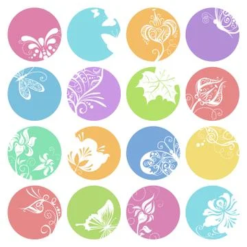 Summer round icons. Stock Illustration