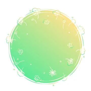 Summer round template banner. Flat floral decoration shape with empty text Stock Illustration