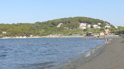 Summer Running on the Beach- Slow Motion Stock Footage 54915238
