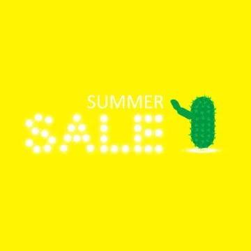 Summer sale background with cactus. Vector Stock Illustration