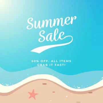 Summer Sale background vector design. Top view beach illustration. Stock Illustration