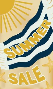 Summer Sale Banner with Beach Elements Stock Illustration