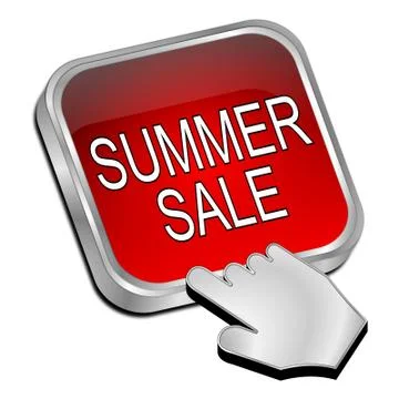 Summer Sale Button with Cursor - 3D illustration Stock Illustration