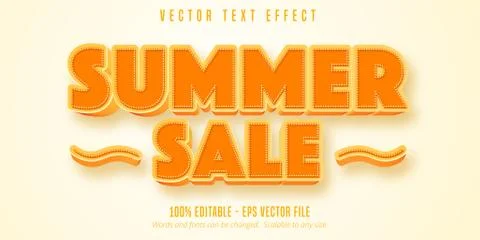 Summer sale editable text effect Stock Illustration