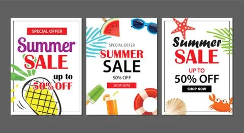 Summer sale emails background layout banners. Can be used for ,flyers, invita Stock Illustration