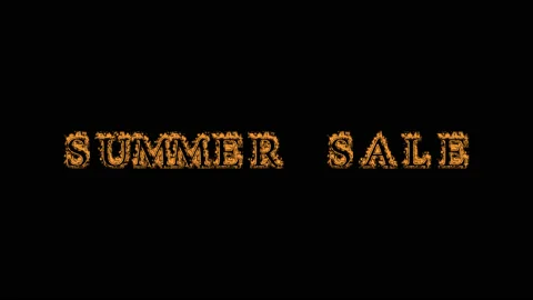 Summer Sale fire text effect black background Stock Footage 136151689