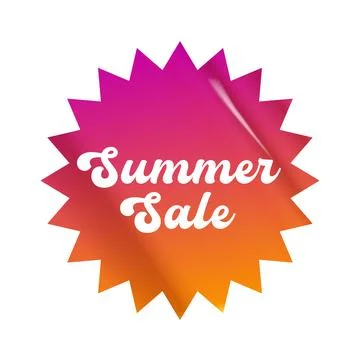 Summer sale round pink gradient sticker isolated on white. Price sticker, sale Stock Illustration