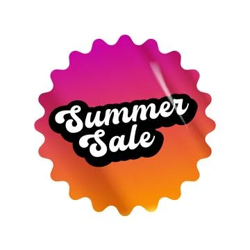 Summer sale round pink gradient sticker isolated on white. Price sticker, sale Illustrazione stock
