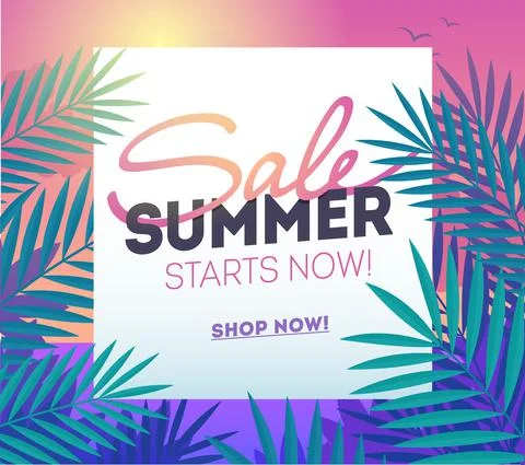 Summer Sale template poster, vector illustration. Traveling template summer Illustrazione stock