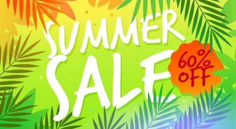 Summer Sale template poster, vector illustration. Banner design. Vector summer Stock Illustration