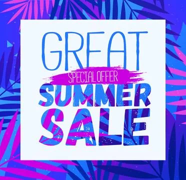 Summer Sale template poster, vector illustration. Banner design. Vector summer Illustrazione stock