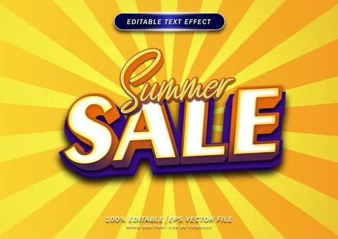 Summer sale text effect with comic style background. editable text style Stock Illustration