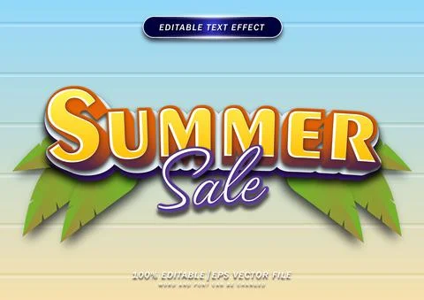 Summer sale text effect with gradient background. editable text style Stock Illustration