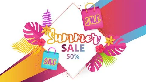 Summer sale vector colorful elements, can be use for marketing. Stock Illustration