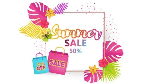 Summer sale vector colorful elements, can be use for marketing. Stock Illustration