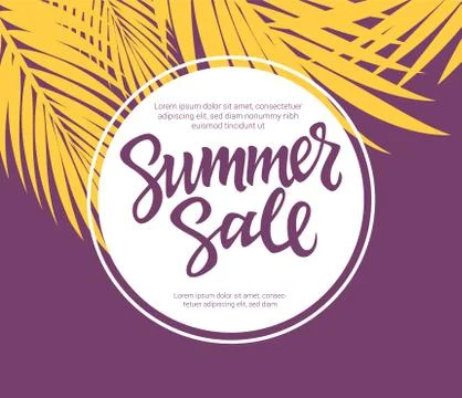 Summer Sale - vector leaflet template with brush lettering Stock Illustration